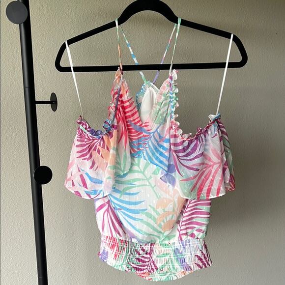 NWOT Ramy Brook Jules Multicolor Tropical Print Women's Halter Top - size Medium - Picture 4 of 13